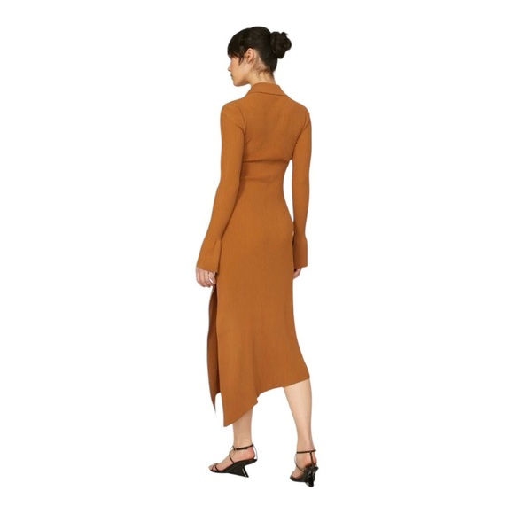 A.L.C. Lance Sweater Dress Long Sleeve Asymmetrical Hemline in Ribbed Knit L - Picture 4 of 11